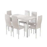 Artiss Dining Chairs and Table Dining Set 6 Chair Set Of 7 White - Furniture > Dining