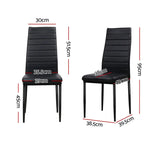 Artiss Dining Chairs Black PU Leather Set of 4 Astra - Furniture > Dining