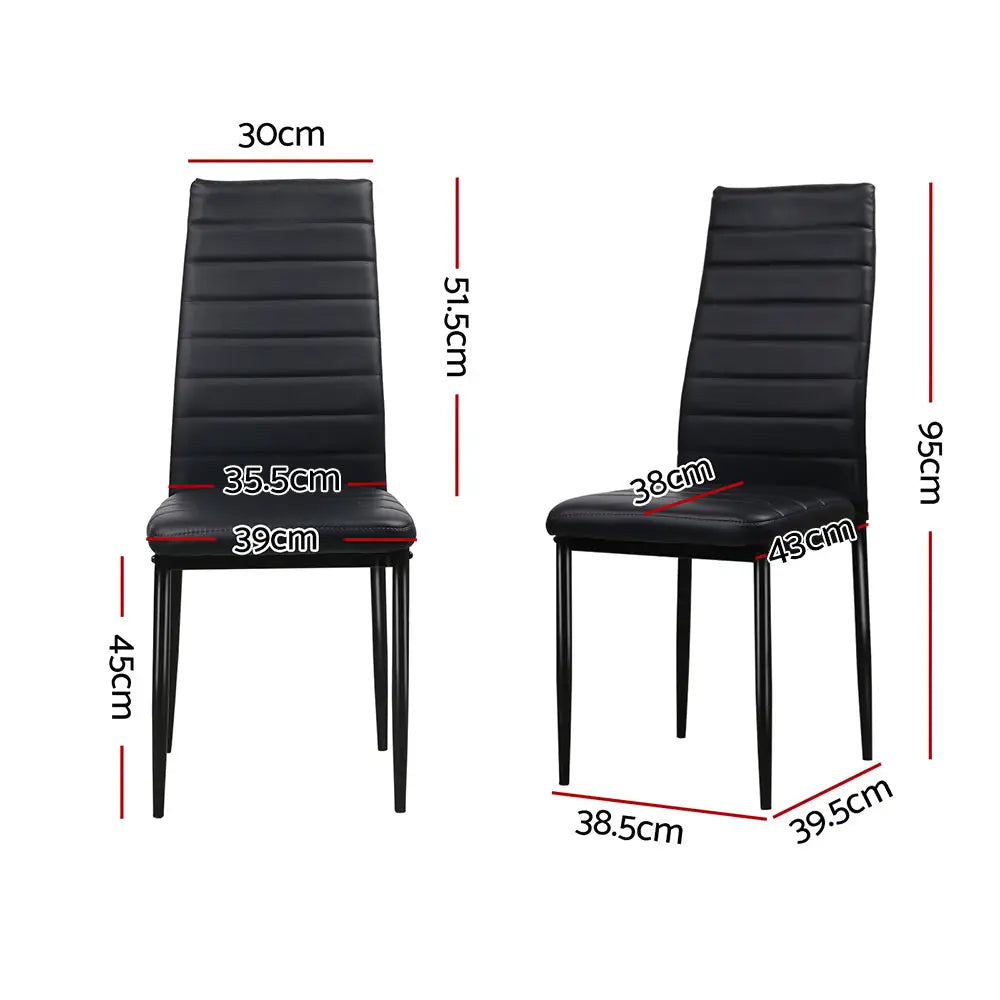 Artiss Dining Chairs Black PU Leather Set of 4 Astra - Furniture > Dining