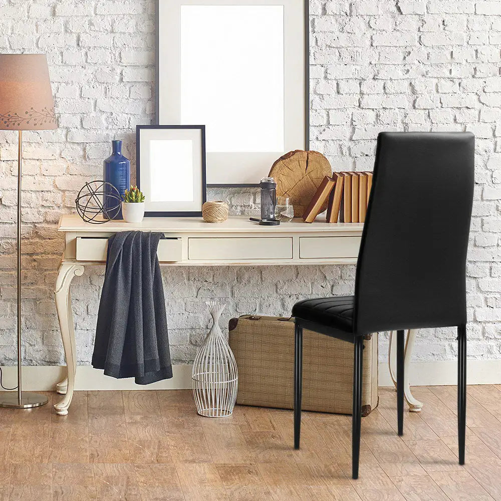 Artiss Dining Chairs Black PU Leather Set of 4 Astra - Furniture > Dining