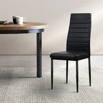 Artiss Dining Chairs Black PU Leather Set of 4 Astra - Furniture > Dining