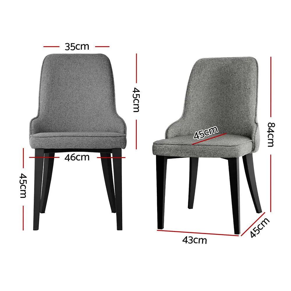 Artiss Dining Chairs Fabric Grey Set of 2 Domus - Furniture > Dining