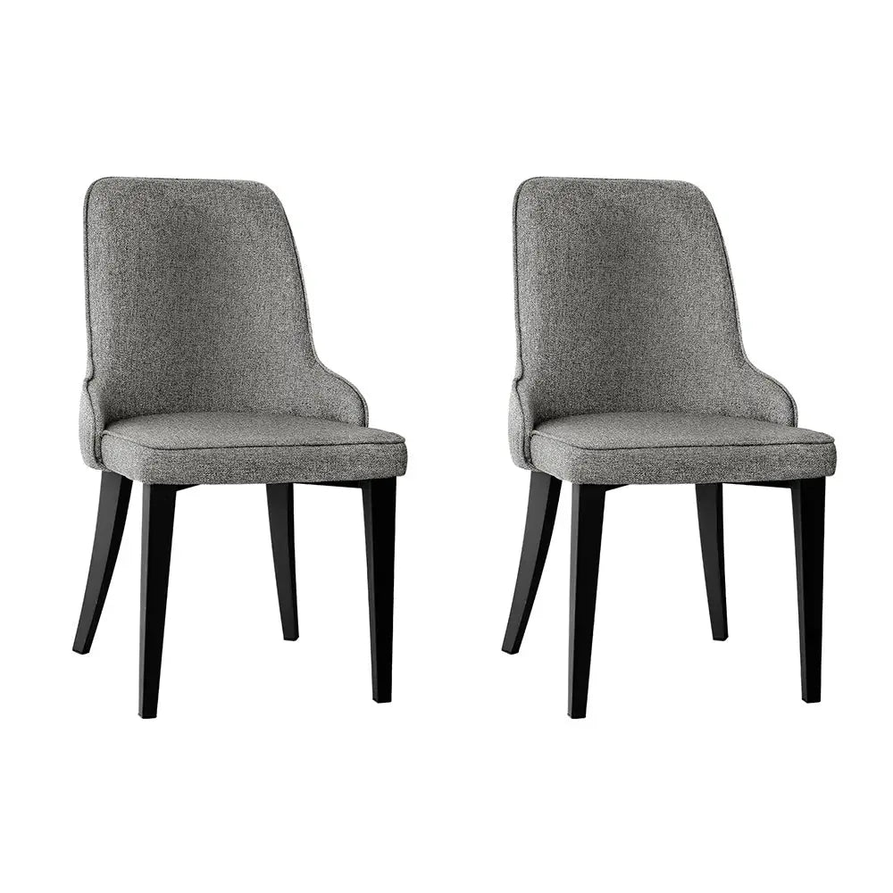Artiss Dining Chairs Fabric Grey Set of 2 Domus - Furniture > Dining