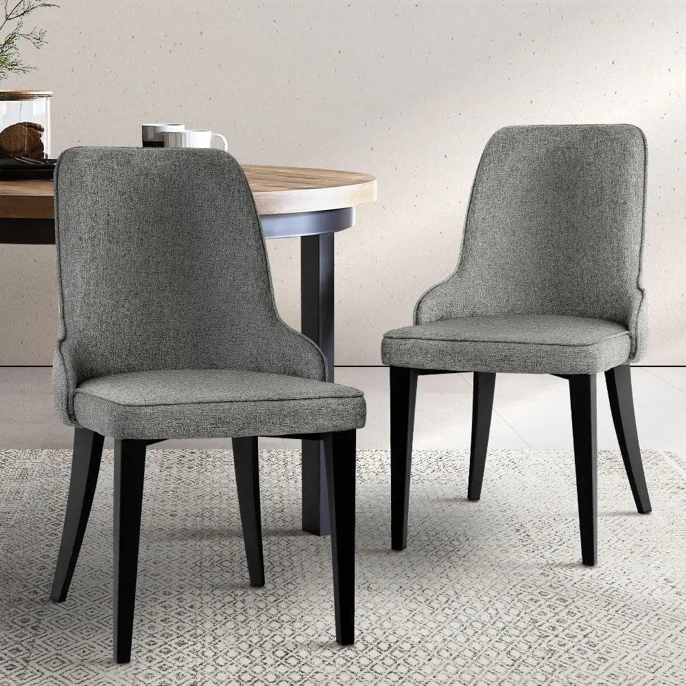Artiss Dining Chairs Fabric Grey Set of 2 Domus - Furniture > Dining