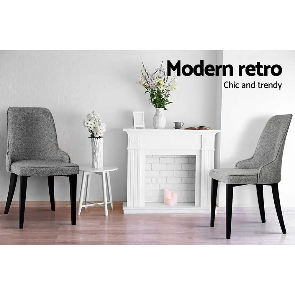 Artiss Dining Chairs Fabric Grey Set of 2 Domus - Furniture > Dining