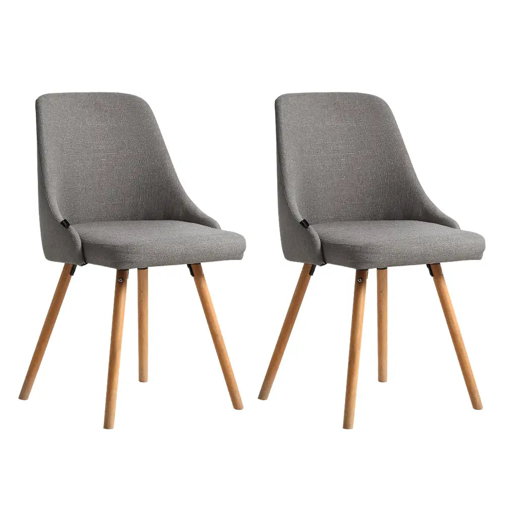 Artiss Dining Chairs Fabric Grey Set of 2 Kalmar - Furniture > Dining