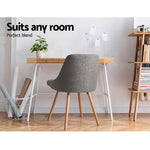 Artiss Dining Chairs Fabric Grey Set of 2 Kalmar - Furniture > Dining