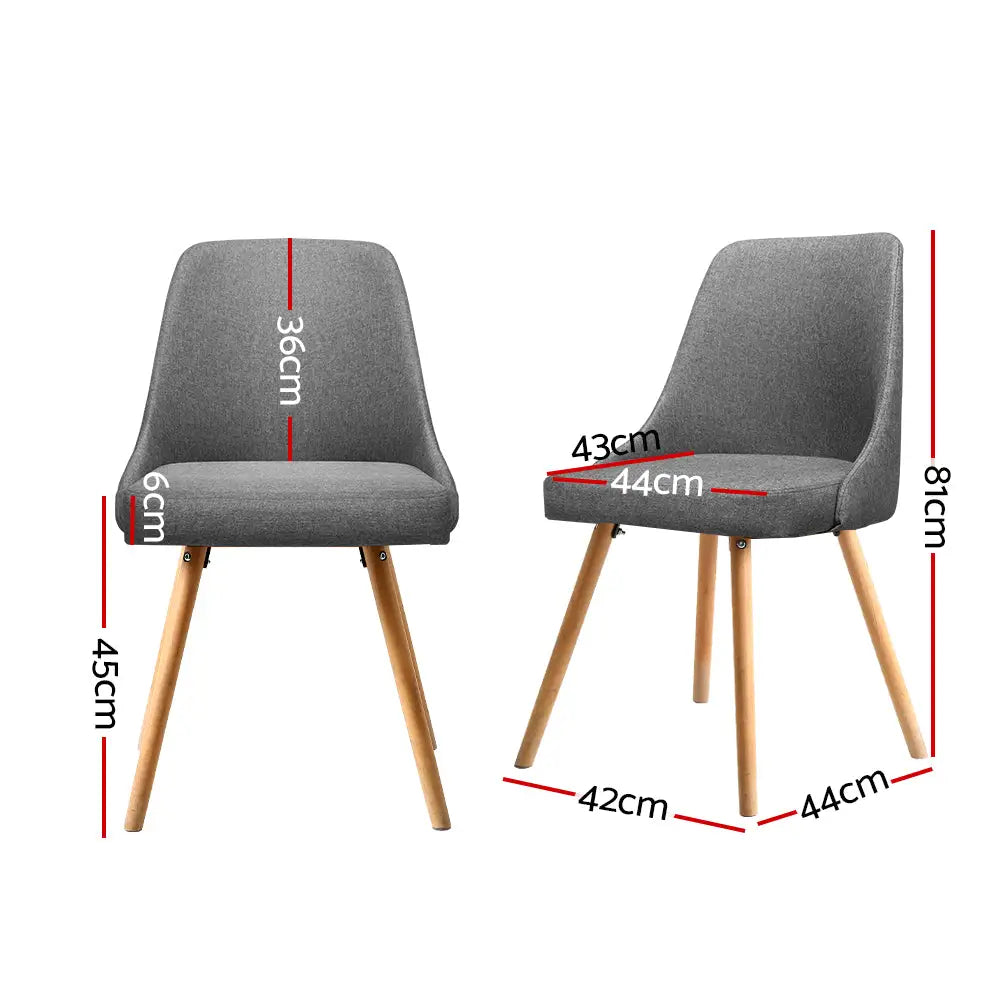 Artiss Dining Chairs Fabric Grey Set of 2 Kalmar - Furniture > Dining