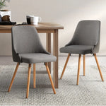 Artiss Dining Chairs Fabric Grey Set of 2 Kalmar - Furniture > Dining