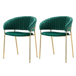 Artiss Dining Chairs Green Velvet Upholstered Set Of 2 Dalia - Furniture > Bar Stools & Chairs