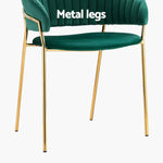 Artiss Dining Chairs Green Velvet Upholstered Set Of 2 Dalia - Furniture > Bar Stools & Chairs