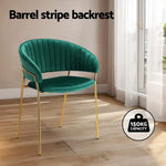 Artiss Dining Chairs Green Velvet Upholstered Set Of 2 Dalia - Furniture > Bar Stools & Chairs