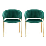 Artiss Dining Chairs Green Velvet Upholstered Set Of 2 Dalia - Furniture > Bar Stools & Chairs