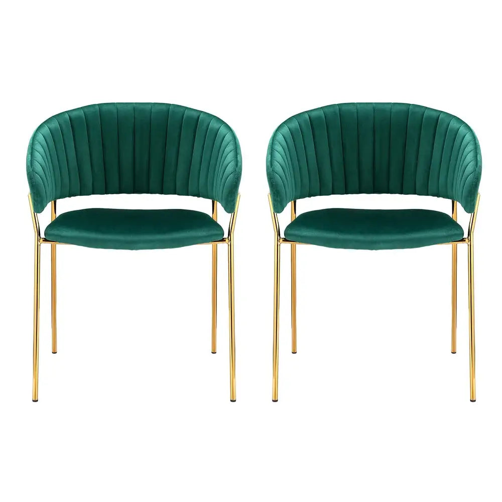 Artiss Dining Chairs Green Velvet Upholstered Set Of 2 Dalia - Furniture > Bar Stools & Chairs