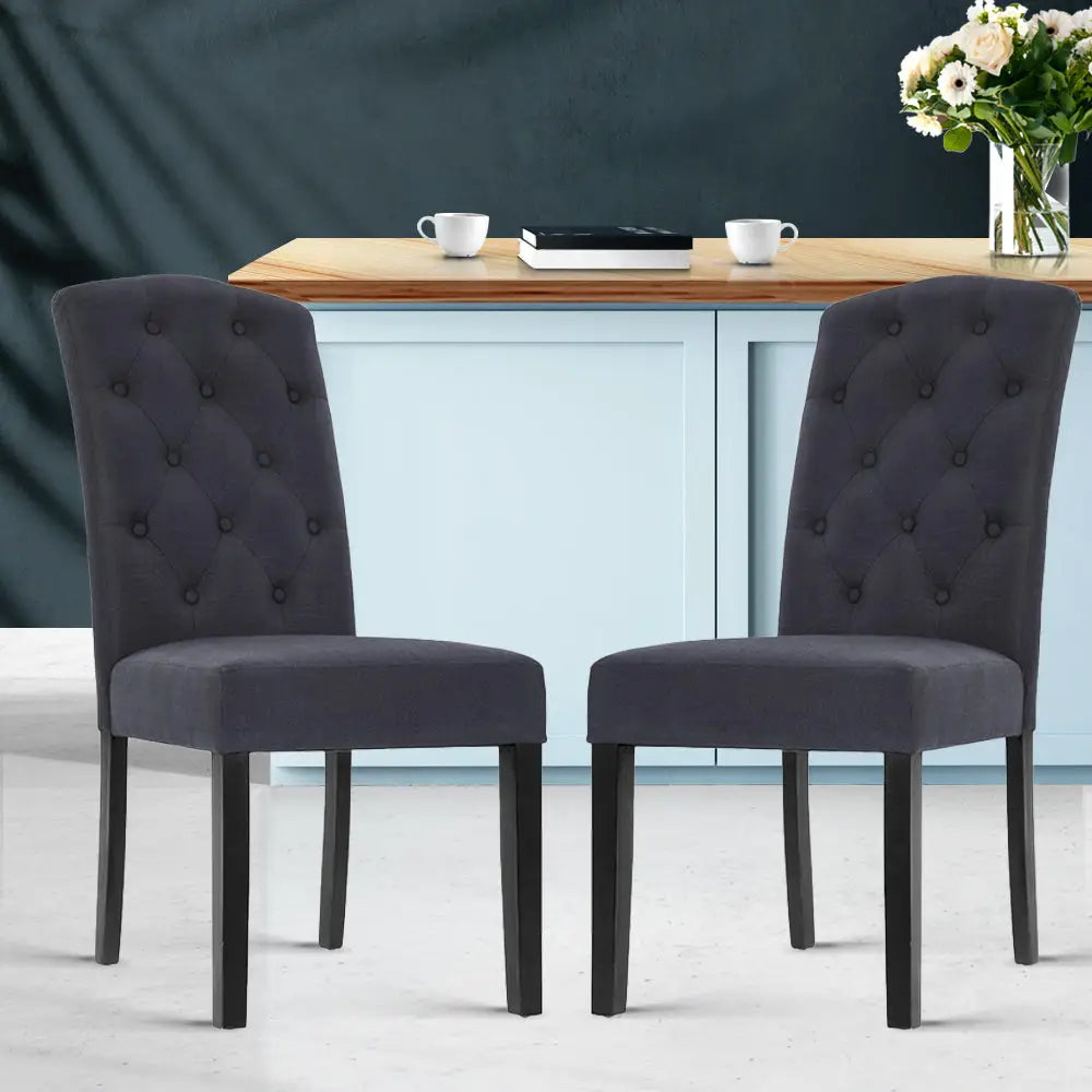 Artiss Dining Chairs Grey Fabric Set of 2 Dansk - Furniture > Dining