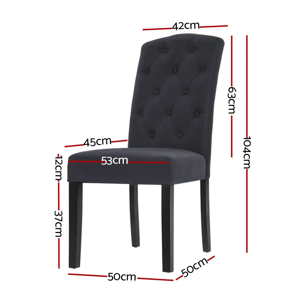 Artiss Dining Chairs Grey Fabric Set of 2 Dansk - Furniture > Dining