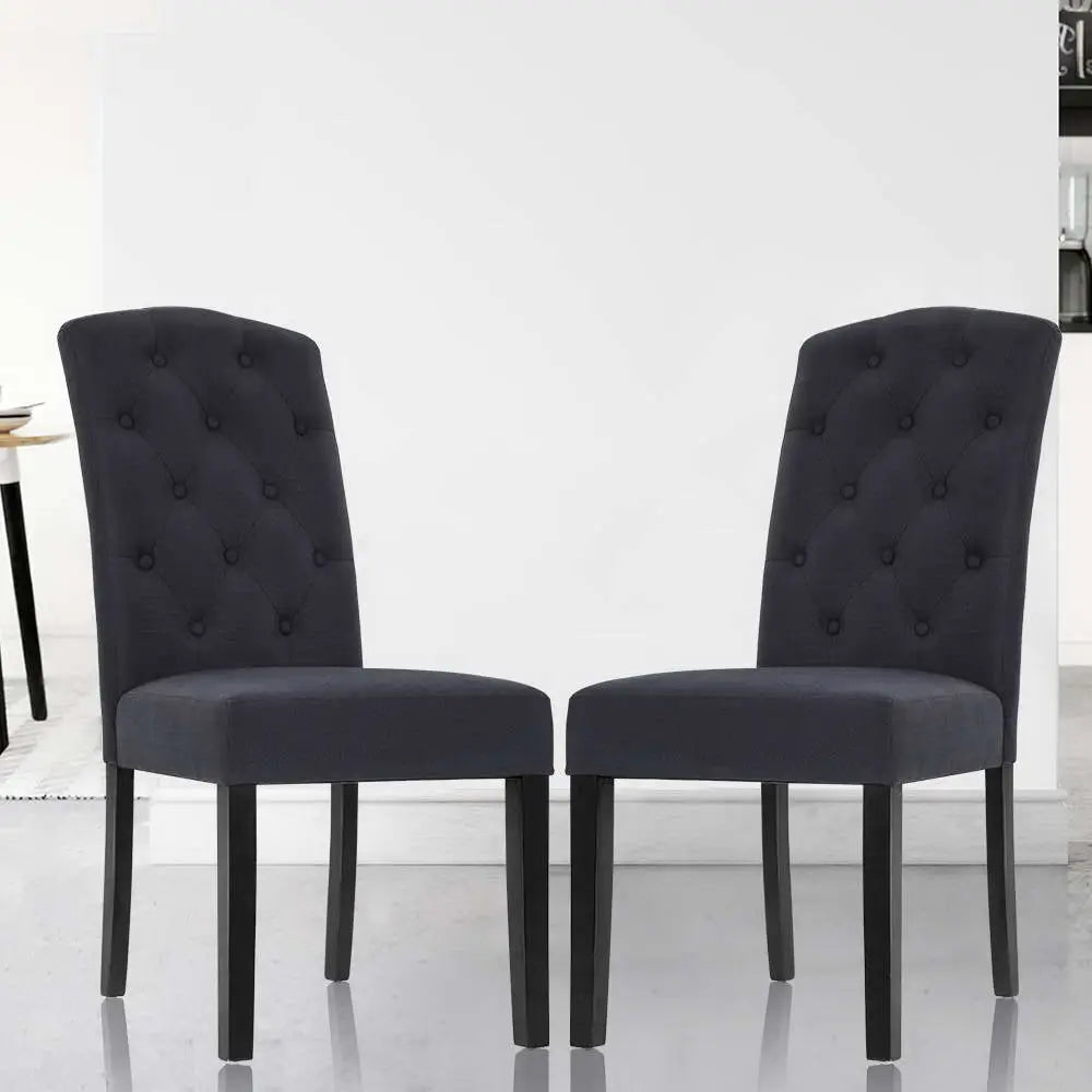 Artiss Dining Chairs Grey Fabric Set of 2 Dansk - Furniture > Dining