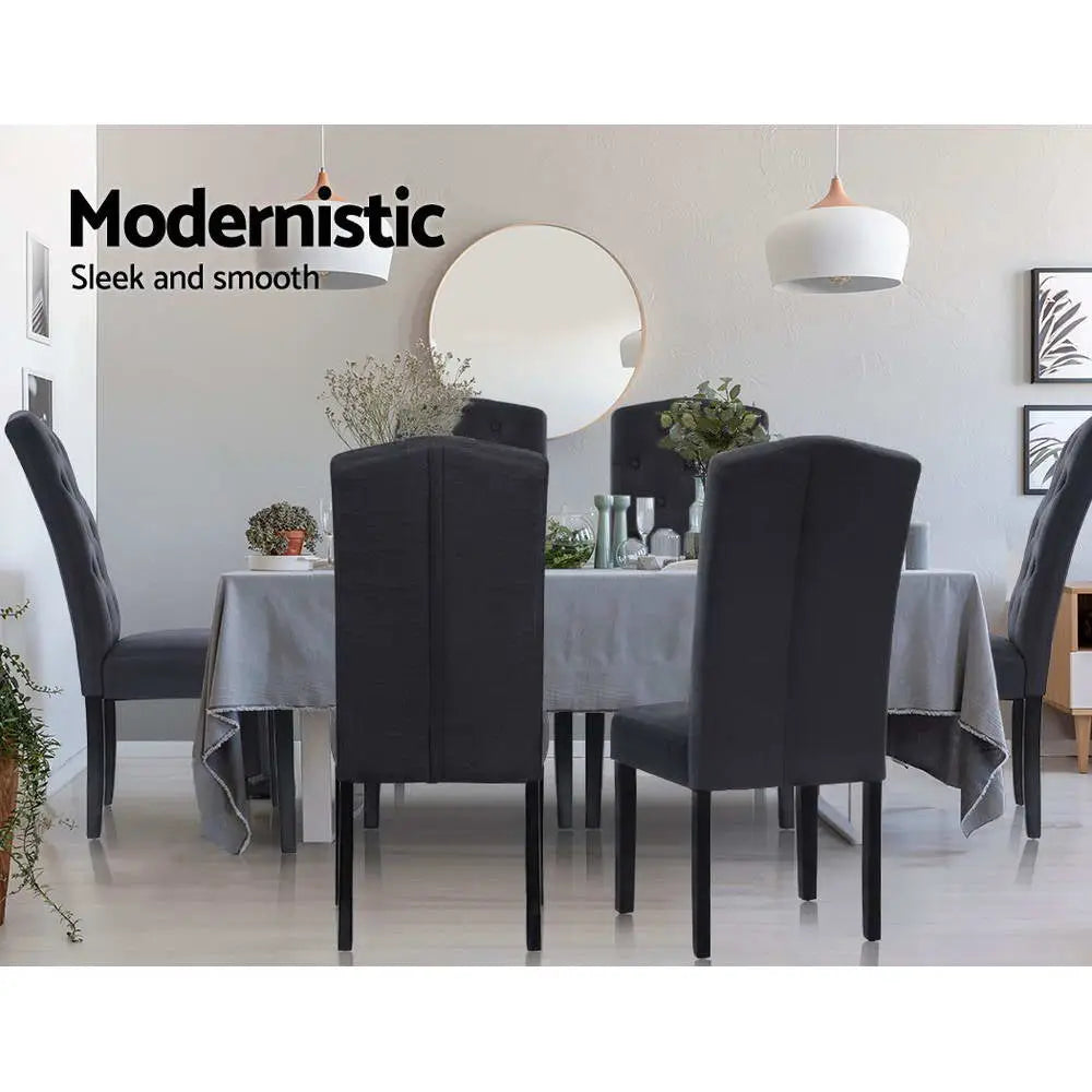 Artiss Dining Chairs Grey Fabric Set of 2 Dansk - Furniture > Dining