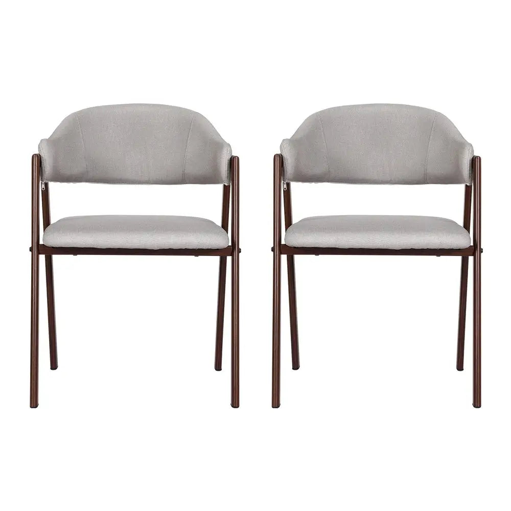Artiss Dining Chairs Grey Linen Fabric Set Of 2 Nadi - Furniture > Bar Stools & Chairs