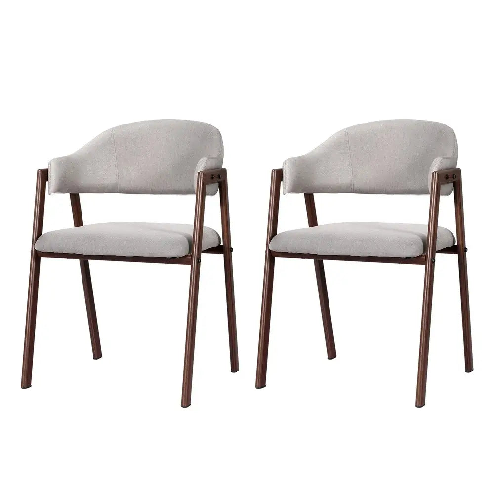 Artiss Dining Chairs Grey Linen Fabric Set Of 2 Nadi - Furniture > Bar Stools & Chairs