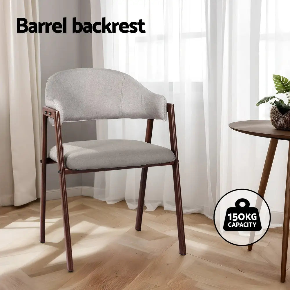 Artiss Dining Chairs Grey Linen Fabric Set Of 2 Nadi - Furniture > Bar Stools & Chairs