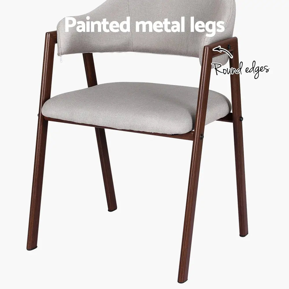 Artiss Dining Chairs Grey Linen Fabric Set Of 2 Nadi - Furniture > Bar Stools & Chairs