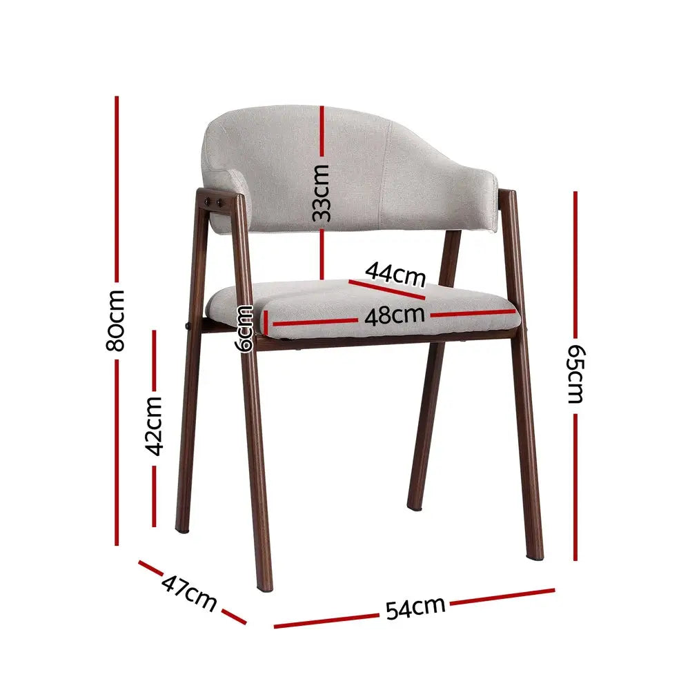 Artiss Dining Chairs Grey Linen Fabric Set Of 2 Nadi - Furniture > Bar Stools & Chairs