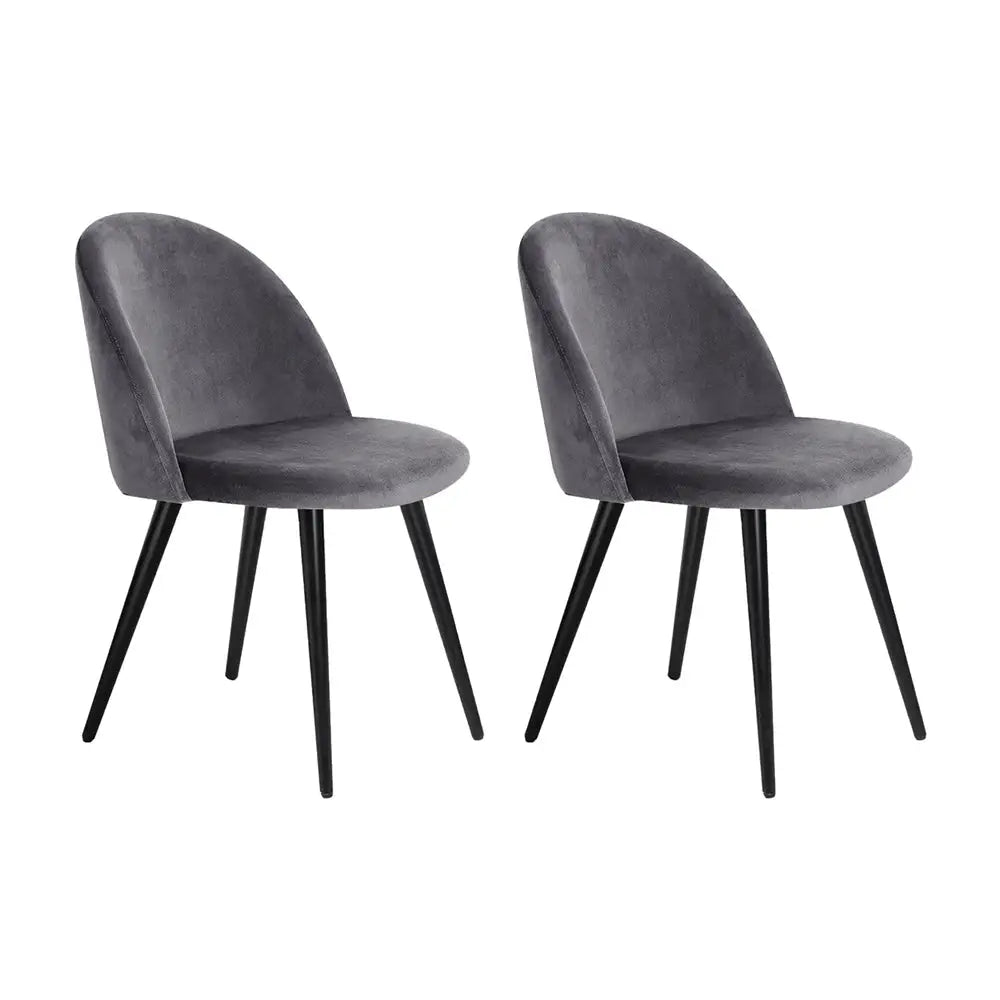 Artiss Dining Chairs Grey Velvet Set of 2 Charles - Furniture > Dining