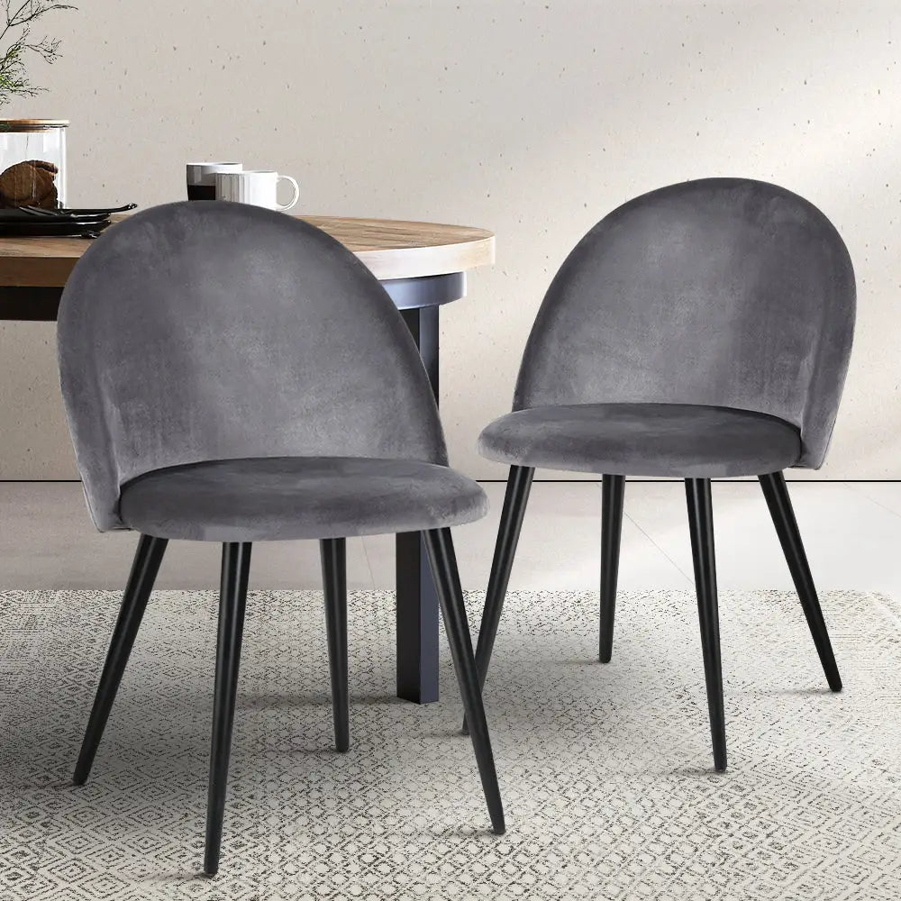 Artiss Dining Chairs Grey Velvet Set of 2 Charles - Furniture > Dining