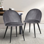 Artiss Dining Chairs Grey Velvet Set of 2 Charles - Furniture > Dining