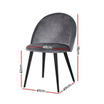 Artiss Dining Chairs Grey Velvet Set of 2 Charles - Furniture > Dining