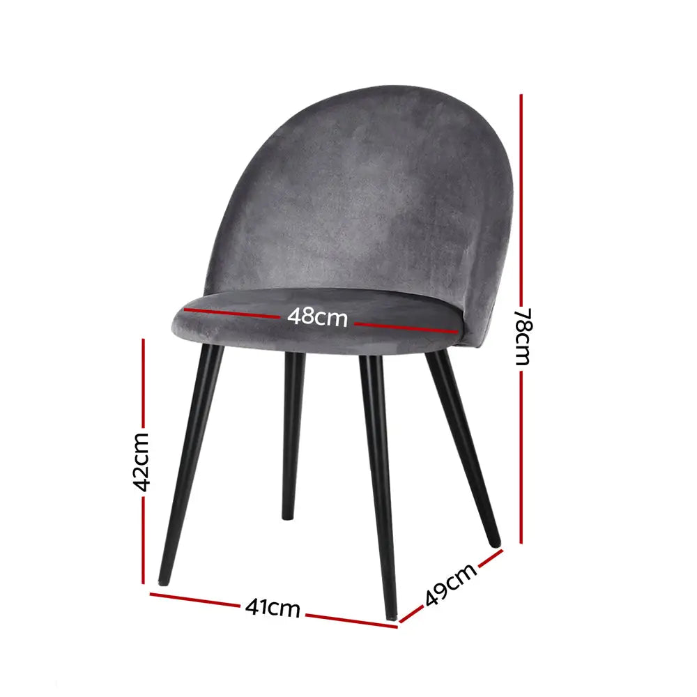 Artiss Dining Chairs Grey Velvet Set of 2 Charles - Furniture > Dining