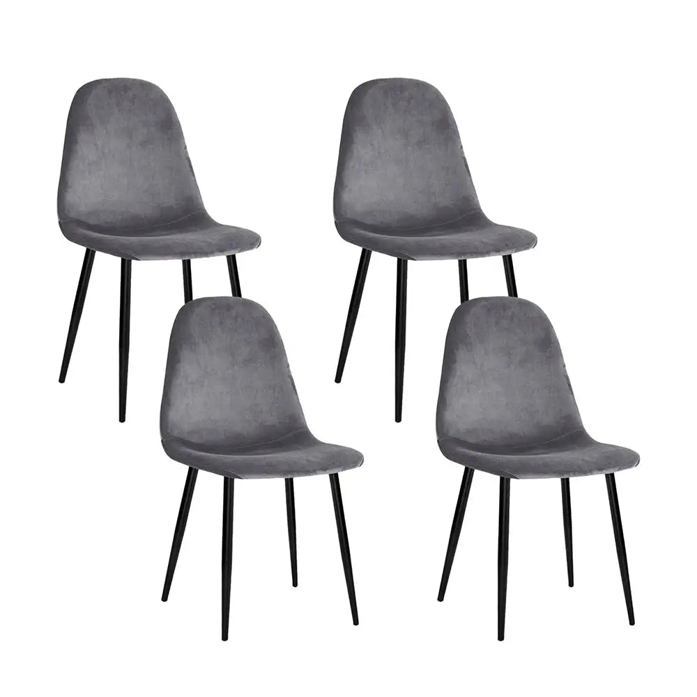 Artiss Dining Chairs Grey Velvet Set of 4 Nova - Furniture > Dining