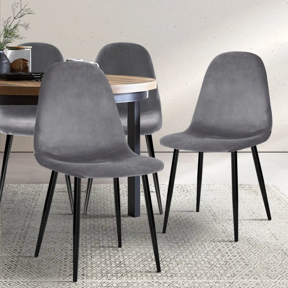 Artiss Dining Chairs Grey Velvet Set of 4 Nova - Furniture > Dining