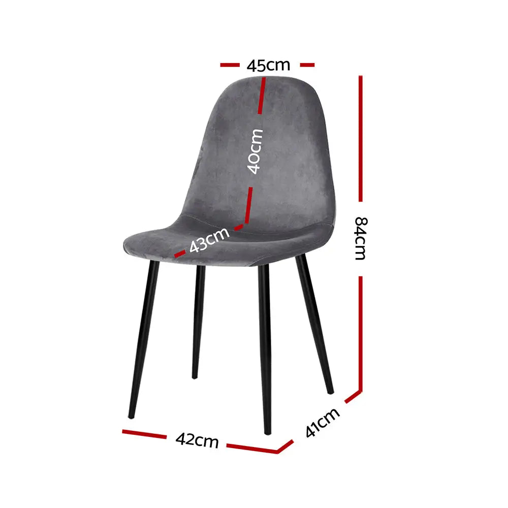 Artiss Dining Chairs Grey Velvet Set of 4 Nova - Furniture > Dining