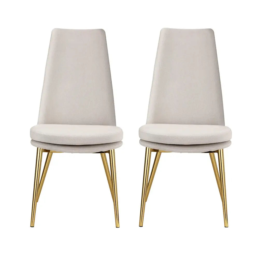 Artiss Dining Chairs High-back Beige Set of 2 Sunnie - Furniture > Bar Stools & Chairs