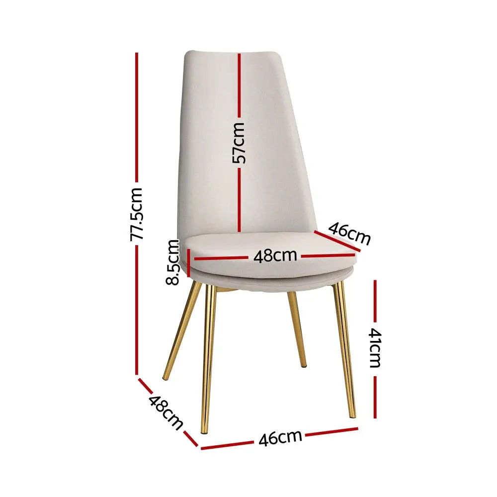 Artiss Dining Chairs High-back Beige Set of 2 Sunnie - Furniture > Bar Stools & Chairs