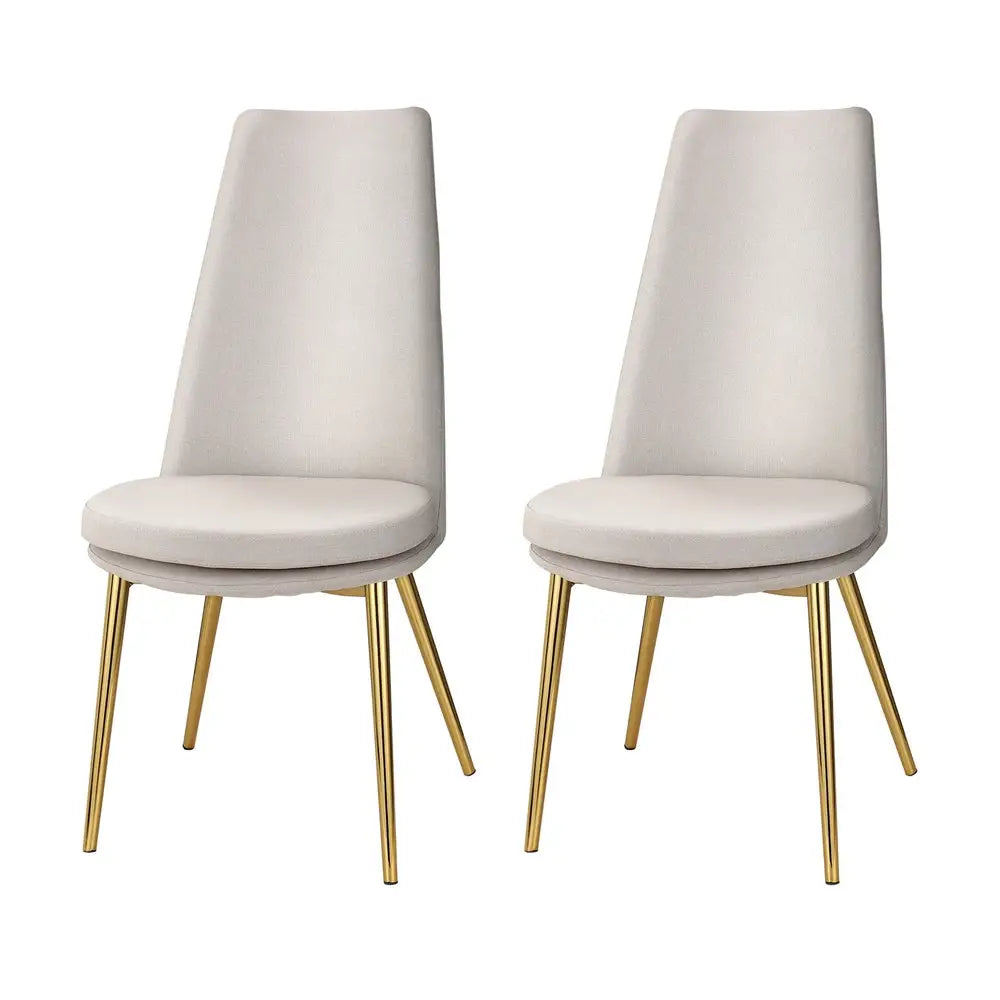 Artiss Dining Chairs High-back Beige Set of 2 Sunnie - Furniture > Bar Stools & Chairs