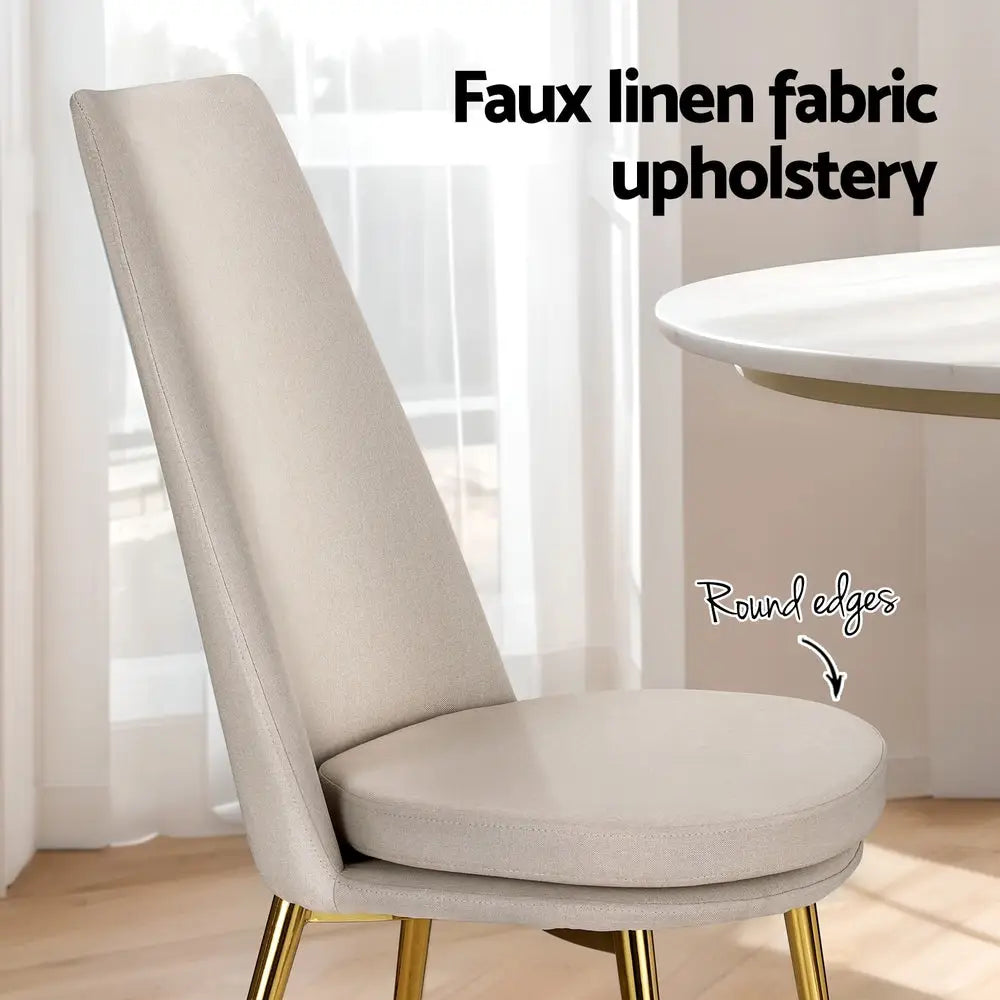 Artiss Dining Chairs High-back Beige Set of 2 Sunnie - Furniture > Bar Stools & Chairs