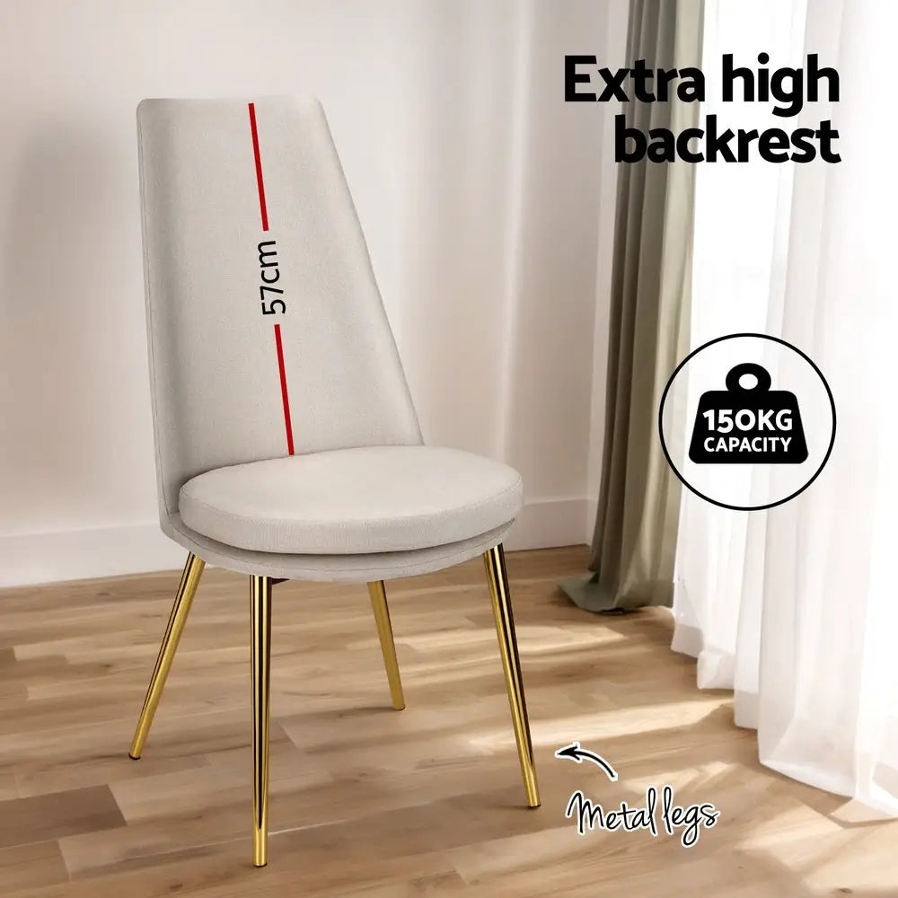 Artiss Dining Chairs High-back Beige Set of 2 Sunnie - Furniture > Bar Stools & Chairs