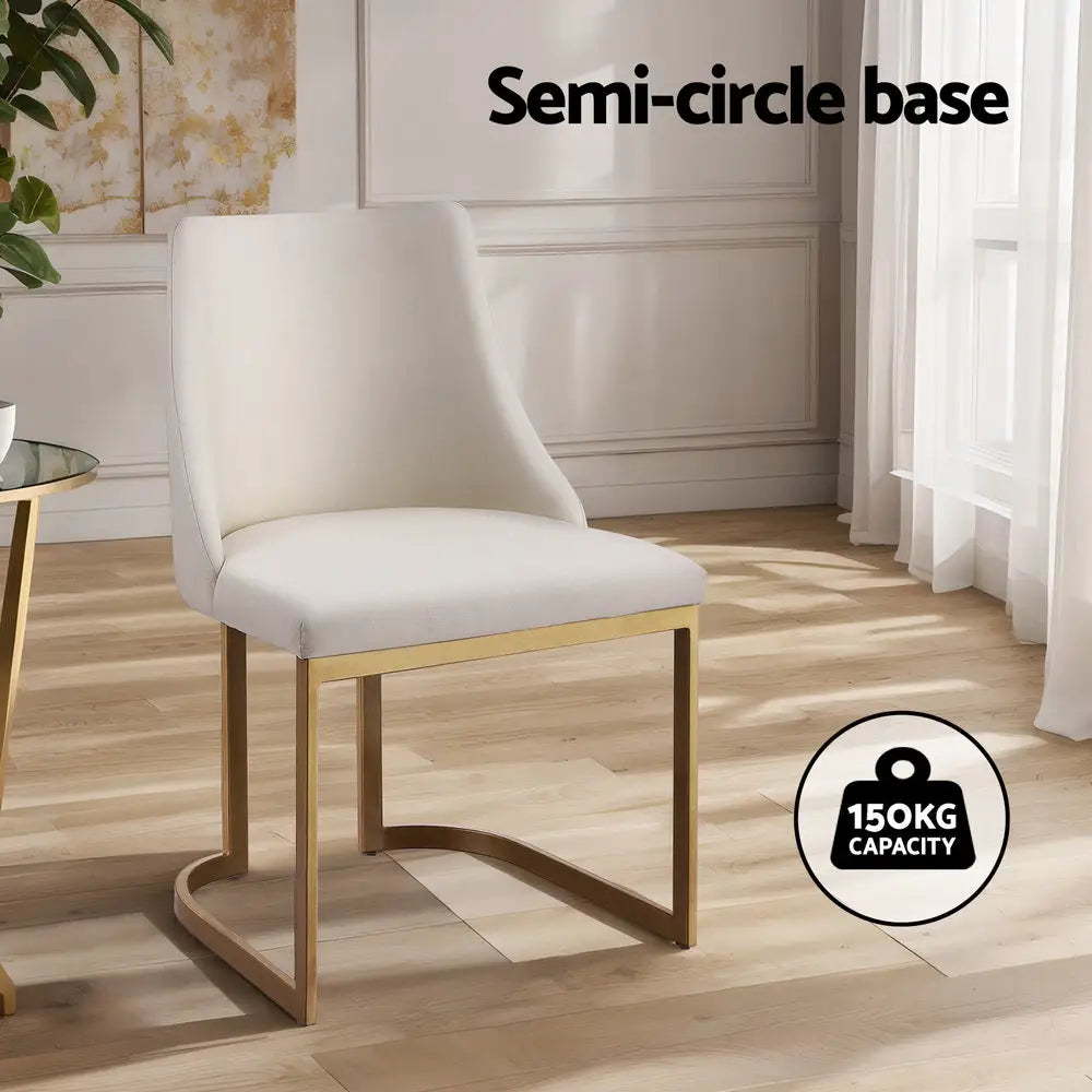 Artiss Dining Chairs Linen Fabric Beige Set Of 2 Balen - Furniture > Dining