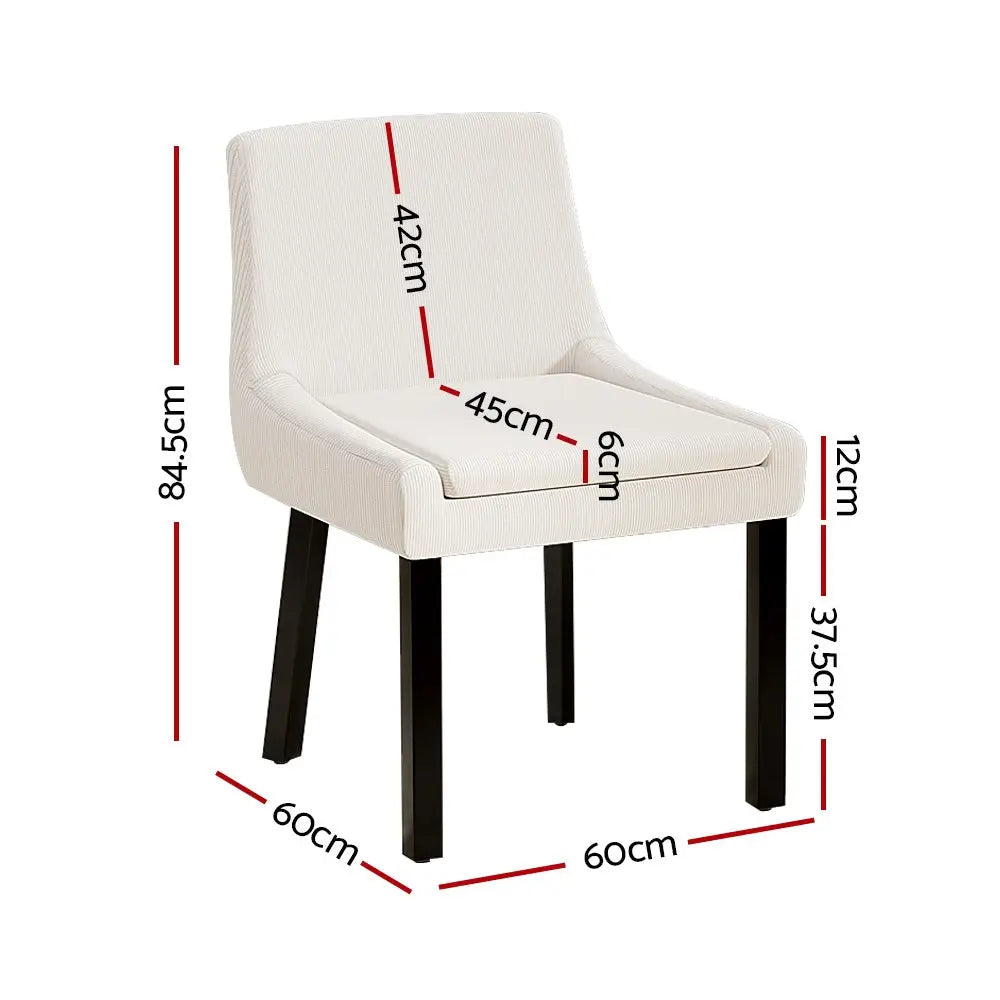 Artiss dining chairs set of 2 beige corduroy - Furniture > Bar Stools & Chairs