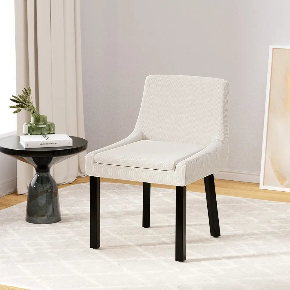 Artiss dining chairs set of 2 beige corduroy - Furniture > Bar Stools & Chairs