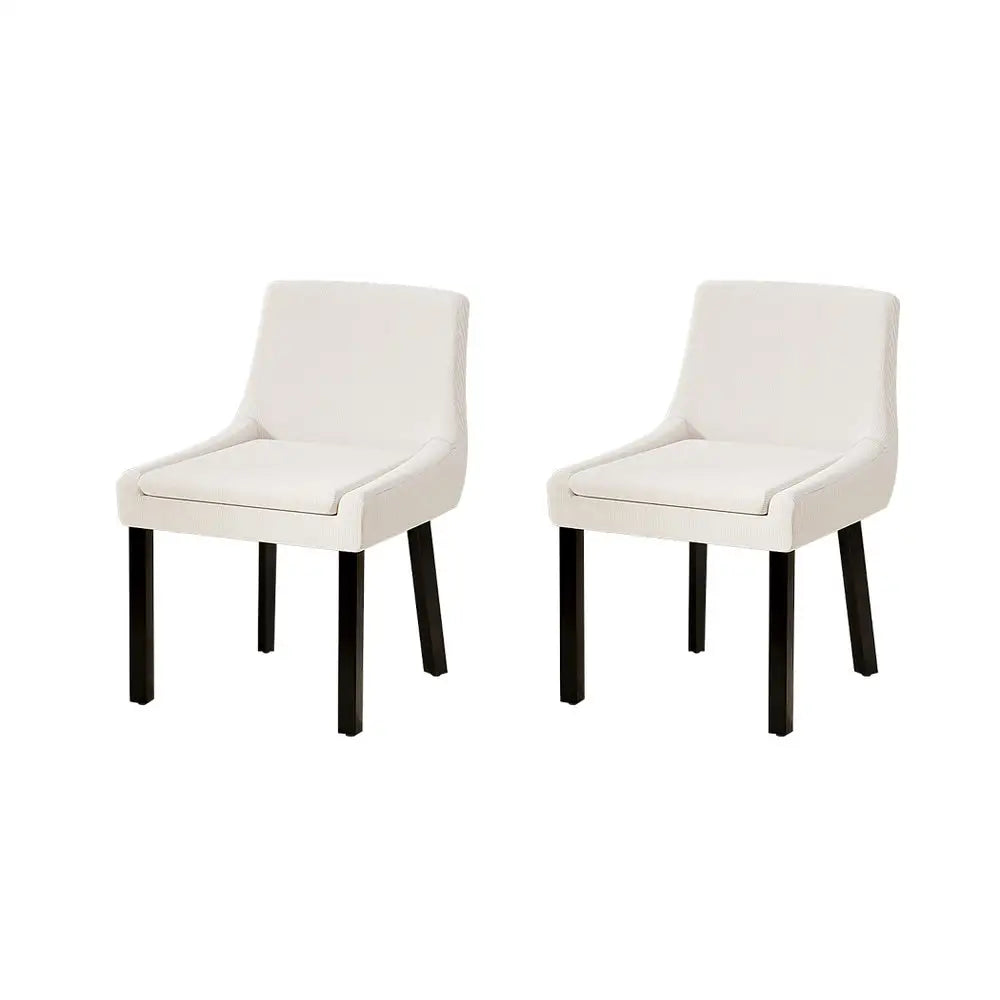 Artiss dining chairs set of 2 beige corduroy - Furniture > Bar Stools & Chairs