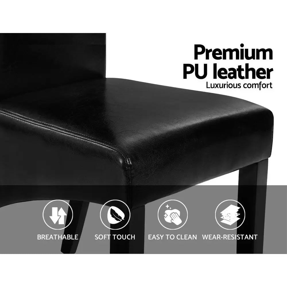 Artiss Dining Chairs Set of 2 Leather Parsons Chair Black - Furniture > Bar Stools & Chairs > Table & Bar Stools