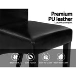 Artiss Dining Chairs Set of 2 Leather Parsons Chair Black - Furniture > Bar Stools & Chairs > Table & Bar Stools