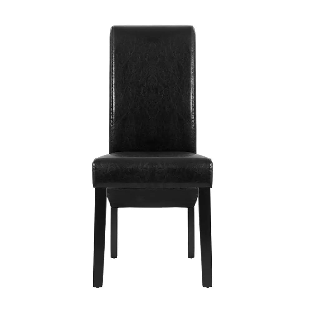 Artiss Dining Chairs Set of 2 Leather Parsons Chair Black - Furniture > Bar Stools & Chairs > Table & Bar Stools