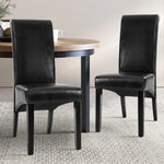 Artiss Dining Chairs Set of 2 Leather Parsons Chair Black - Furniture > Bar Stools & Chairs > Table & Bar Stools