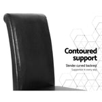 Artiss Dining Chairs Set of 2 Leather Parsons Chair Black - Furniture > Bar Stools & Chairs > Table & Bar Stools
