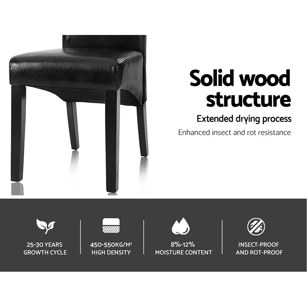 Artiss Dining Chairs Set of 2 Leather Parsons Chair Black - Furniture > Bar Stools & Chairs > Table & Bar Stools